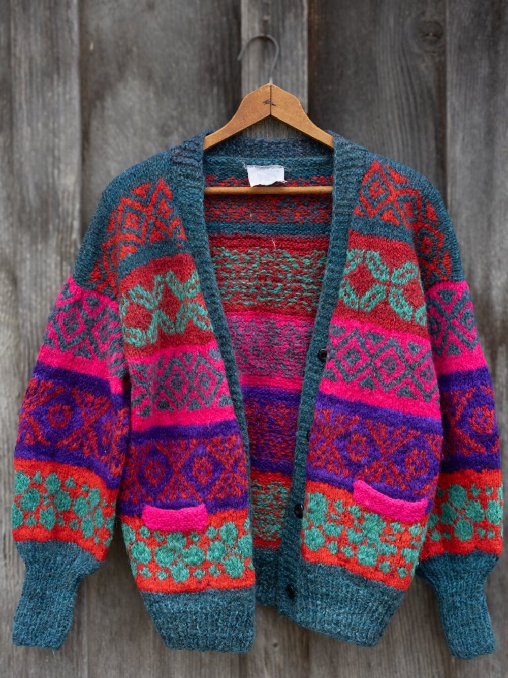VTG Abstract Pattern Wool Cardigan - Picture 8 of 11